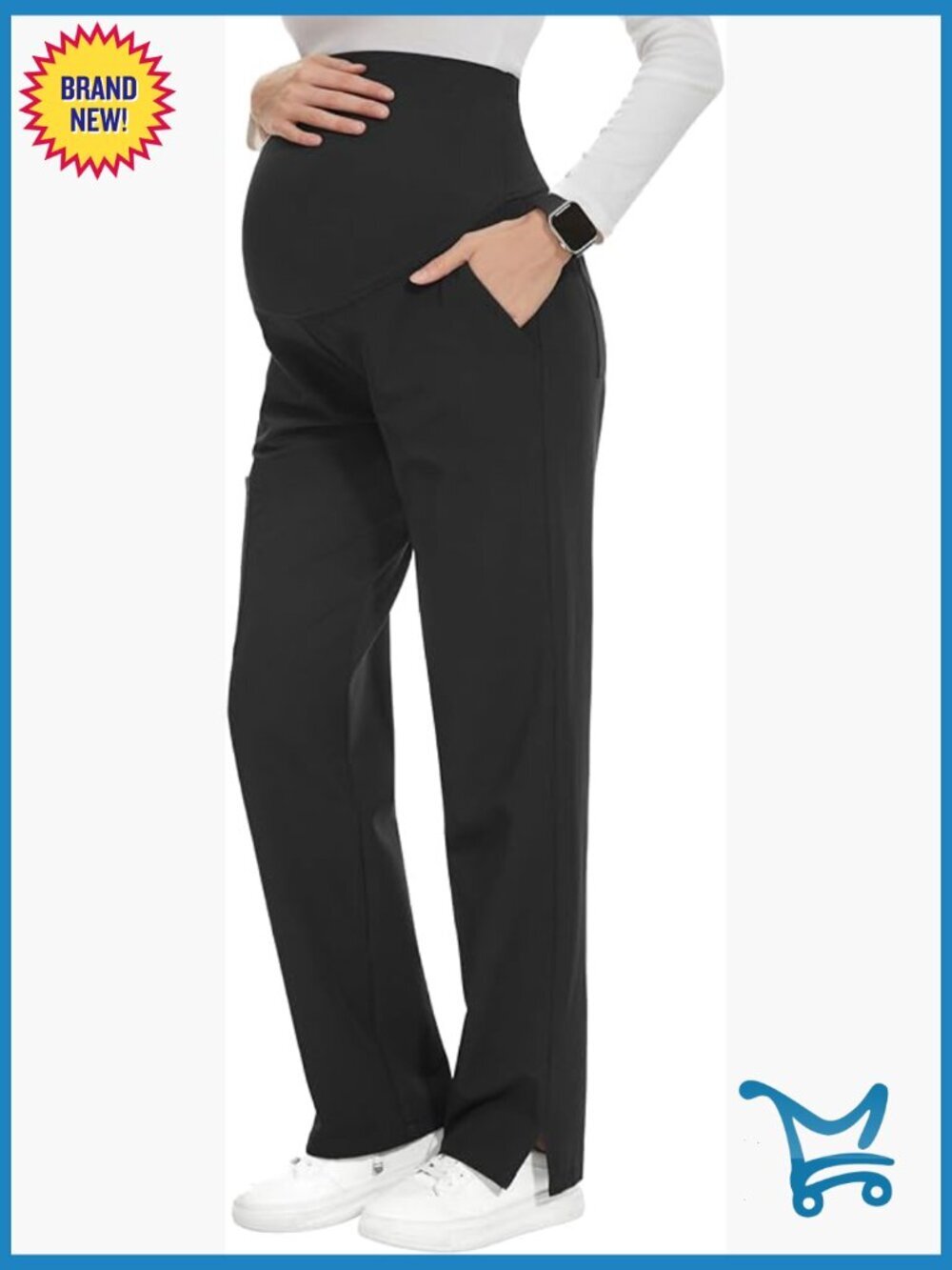 Maternity Scrubs Pant 6-Pocket Stretchy Comfy Workwear Casual Pregnancy Pants
